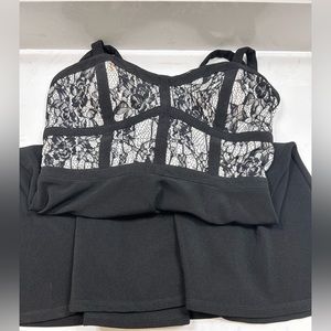 Pleated lace little black dress